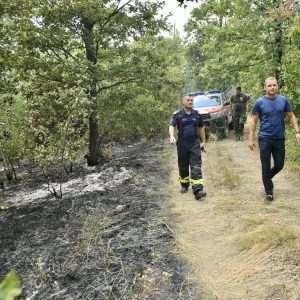 Захвалност за пожртвованост: Градоначелник обишао ватрогасце на терену, локализован пожар на Врбањским брдима